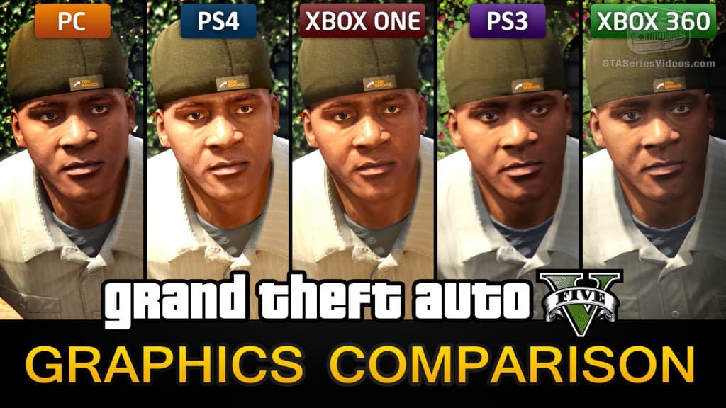 GTA5全機種(PC/PS4/Xbox One/PS3/360)でのグラフィック比較動画がわかりやすい。