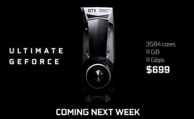 NVIDIAがGTX 1080より35%高速なGeForce GTX 1080Tiを発表！価格は699ドル