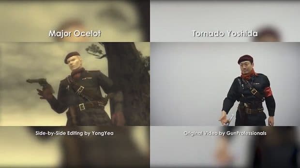 MGS3 オセロットのガンアクションを完全再現した動画をゲーム映像と比較