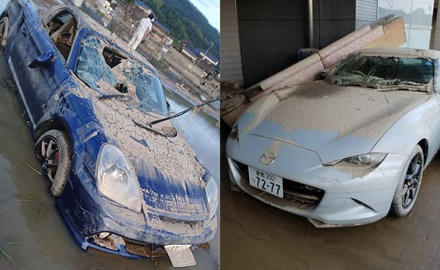 西日本豪雨の被害によって愛車が悲惨な姿に どれだけ悲惨で恐ろしい災害かを物語る