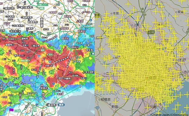 ゲリラ豪雨が東京を襲い逃げ場がないほどの土砂降りとカミナリ 至る所で冠水や浸水の被害