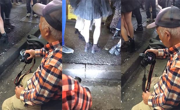 渋谷ハロウィン2018 コスプレ女性のパンツをローアングルで盗撮する高齢者が目撃される