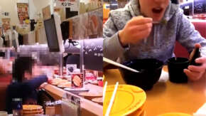 スシローの客テロが止まらない！レーン上の寿司皿を全て触る子供や粉茶をスプーンで食べて吹き出す男性