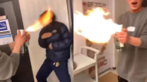 カラオケ店「まねきねこ」で客がスプレーで火炎放射！お店の備品を勝手に利用し火遊び